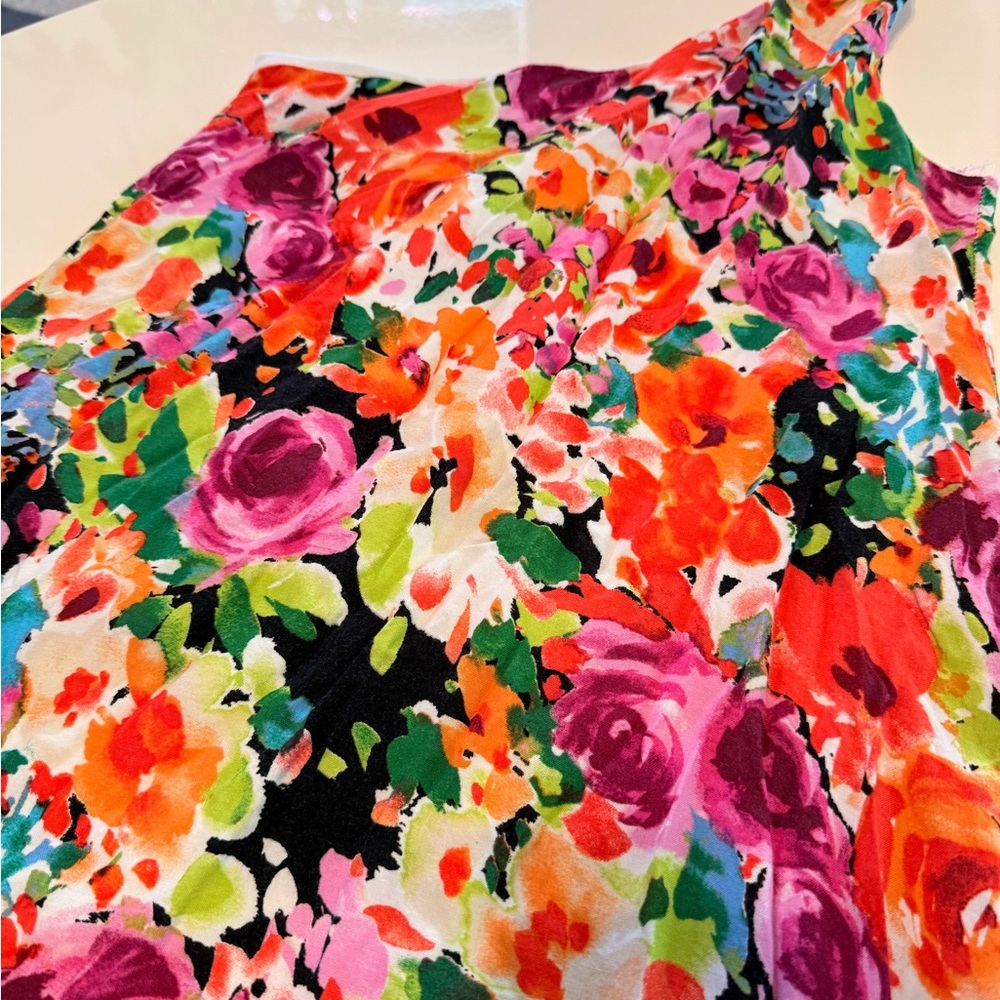 bebe White Top with Multicolor Floral Accent